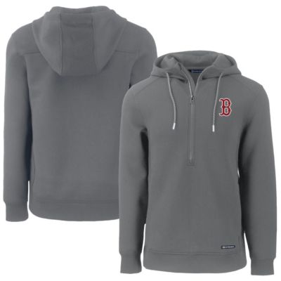 Cutter & Buck Men's Boston Red Sox MLB Boston Sox Roam Eco Half-Zip Recycled Pullover Hoodie, Gray, 3XL
