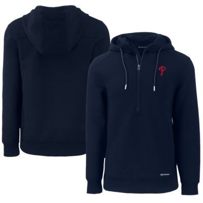 Cutter & Buck Men's MLB Philadelphia Phillies Roam Eco Half-Zip Recycled Pullover Hoodie, Navy Blue, XL
