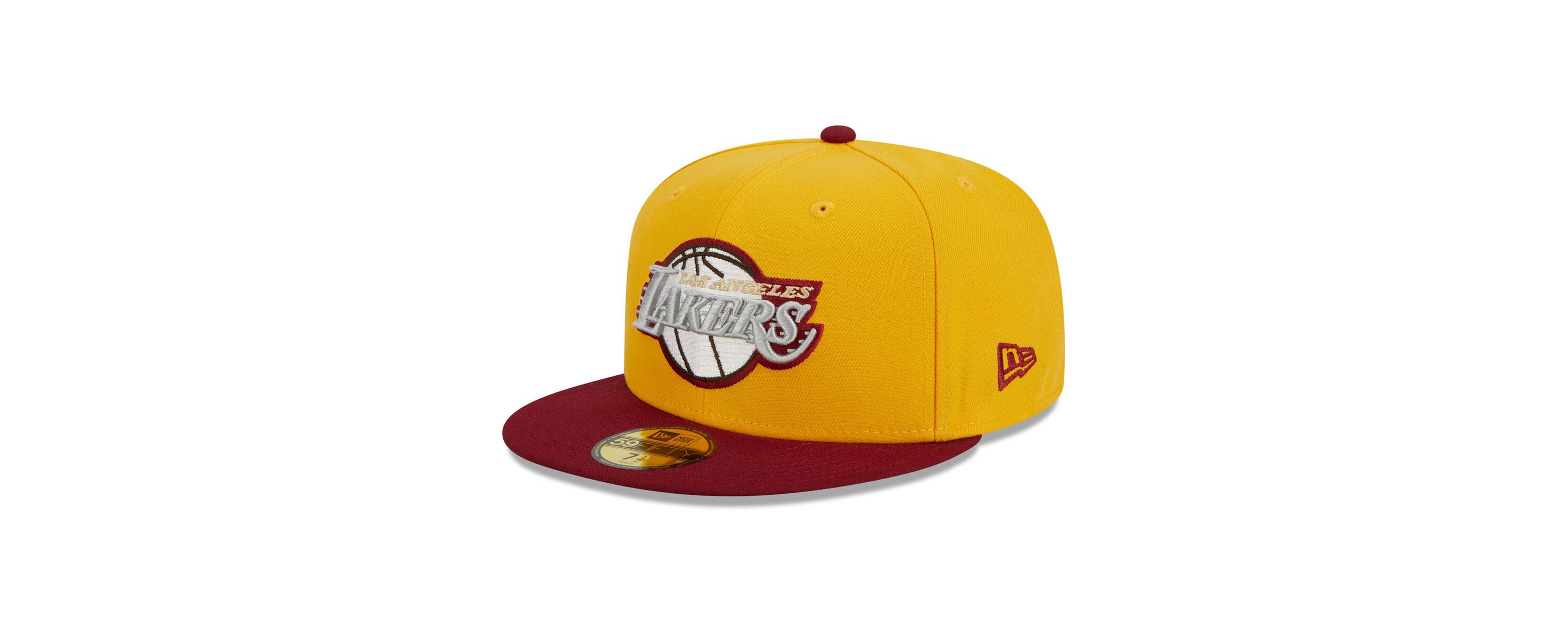 NBA Yellow/Red Los Angeles Lakers Fall Leaves 2-Tone 59FIFTY Fitted Hat