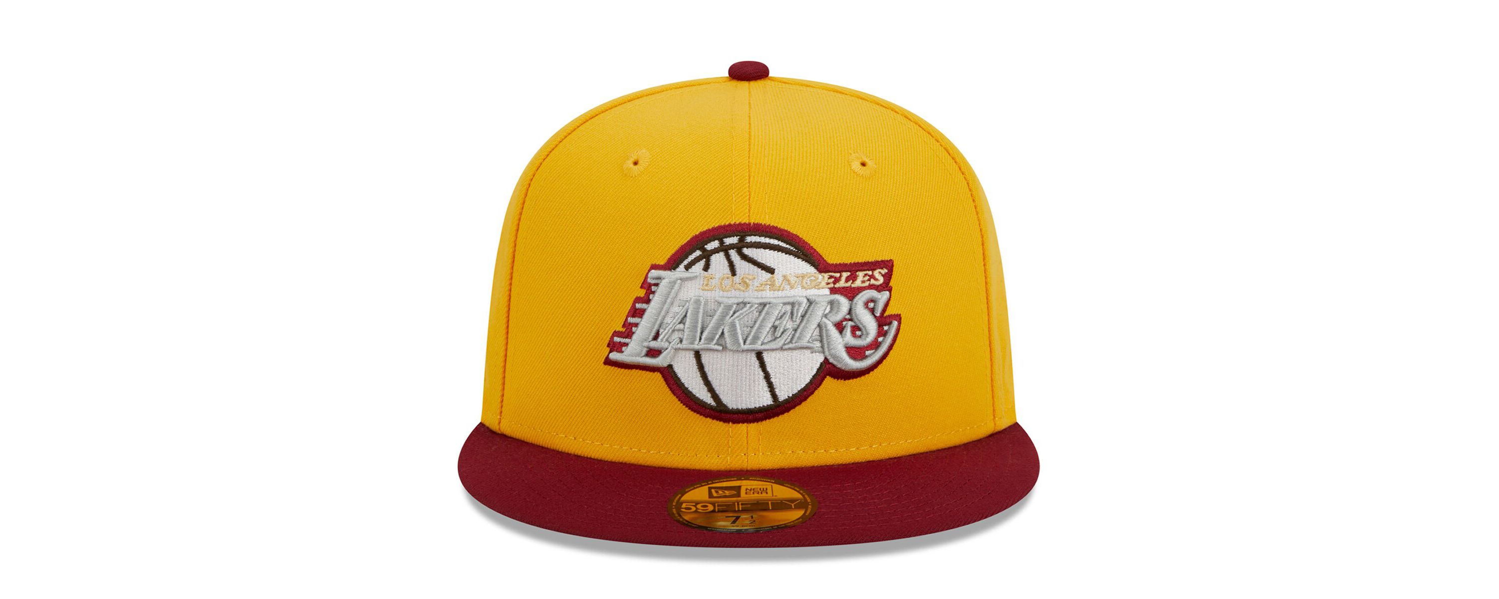 NBA Yellow/Red Los Angeles Lakers Fall Leaves 2-Tone 59FIFTY Fitted Hat