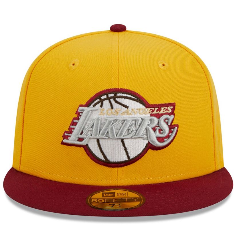 NBA Yellow/Red Los Angeles Lakers Fall Leaves 2-Tone 59FIFTY Fitted Hat
