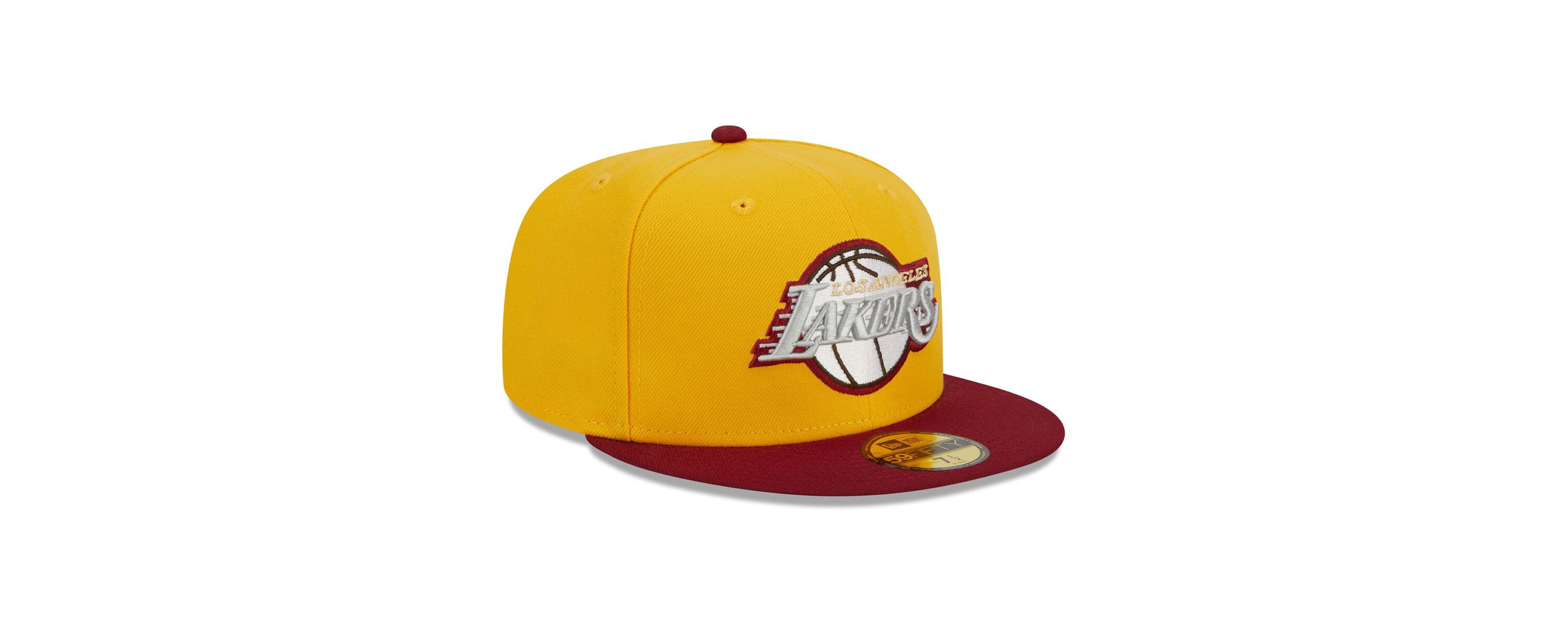 NBA Yellow/Red Los Angeles Lakers Fall Leaves 2-Tone 59FIFTY Fitted Hat