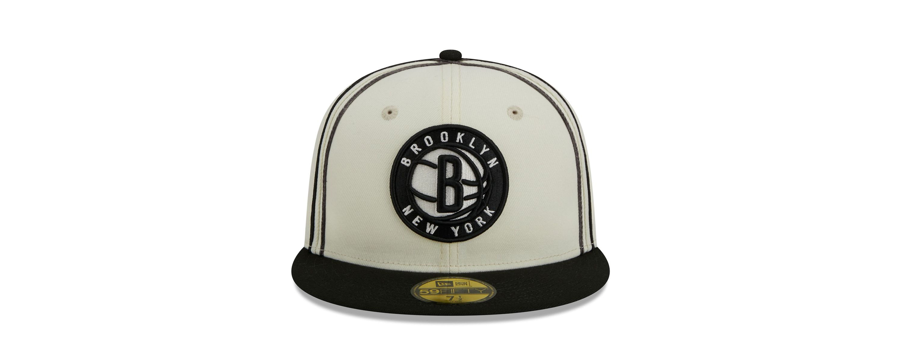 NBA Cream/Black Brooklyn Nets Piping 2-Tone 59FIFTY Fitted Hat