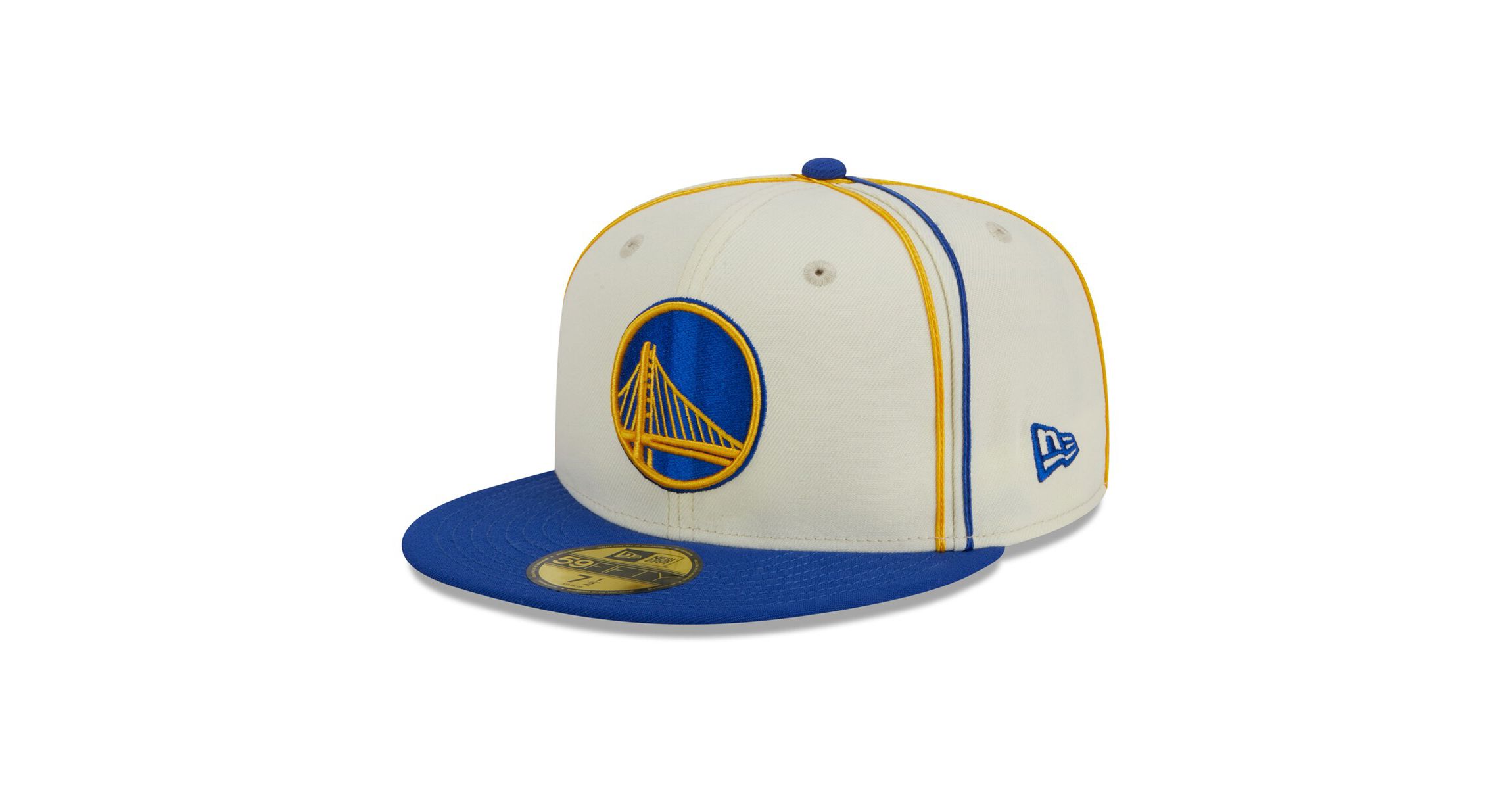 NBA Cream/Royal Golden State Warriors Piping 2-Tone 59FIFTY Fitted Hat