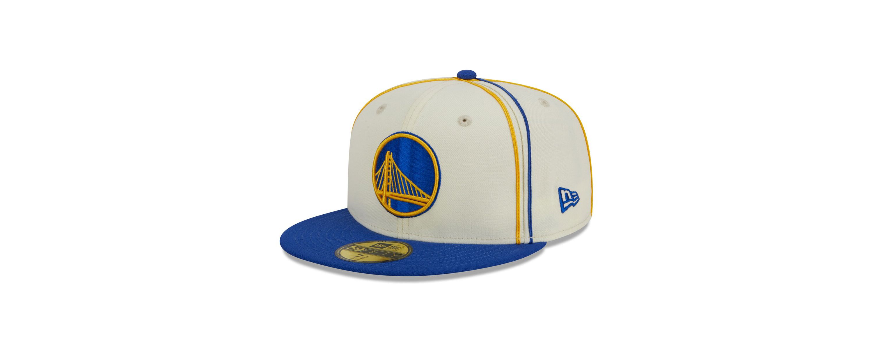 NBA Cream/Royal Golden State Warriors Piping 2-Tone 59FIFTY Fitted Hat