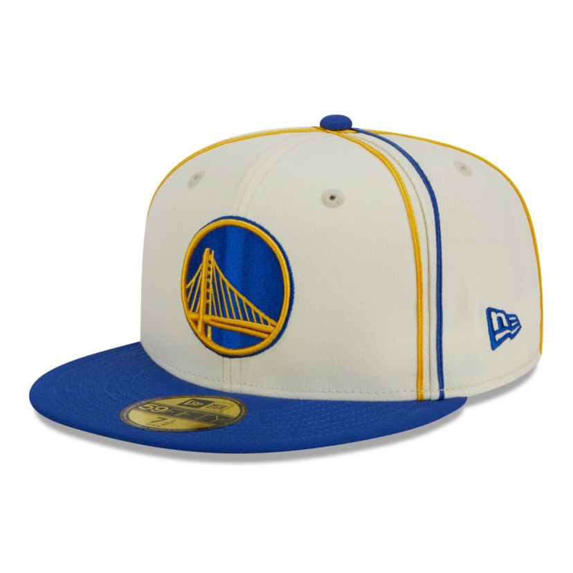 NBA Cream/Royal Golden State Warriors Piping 2-Tone 59FIFTY Fitted Hat