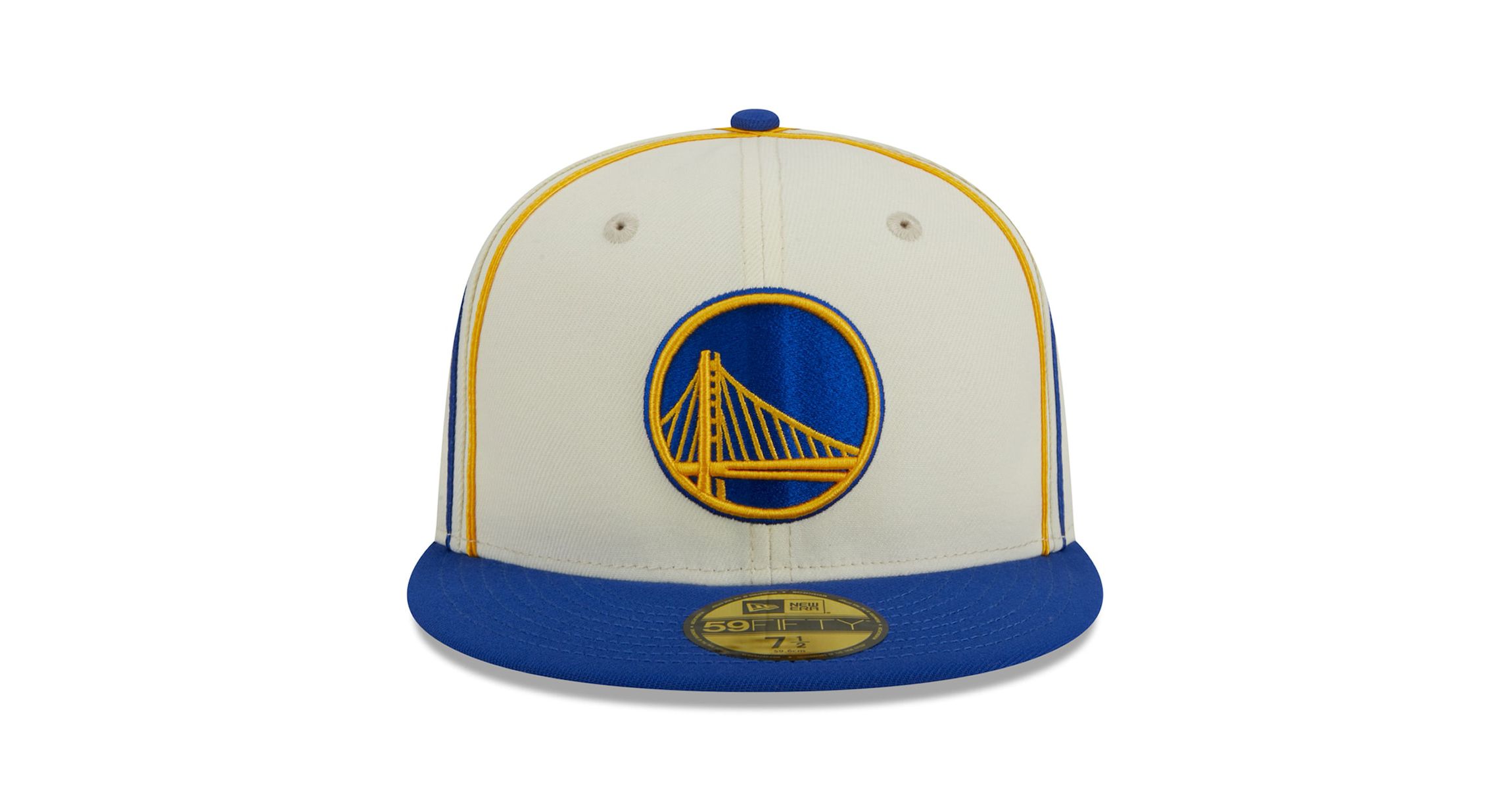 NBA Cream/Royal Golden State Warriors Piping 2-Tone 59FIFTY Fitted Hat