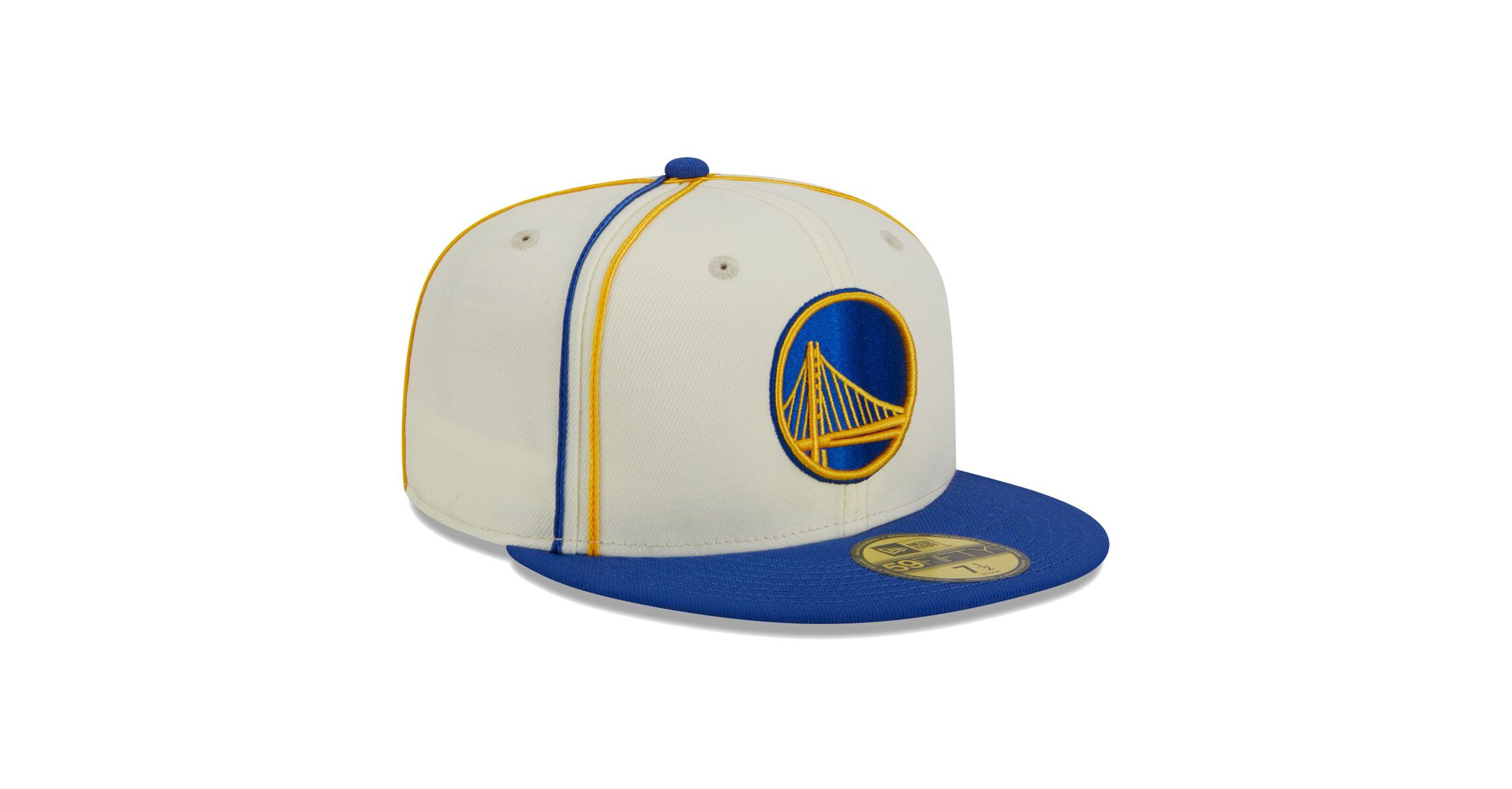 NBA Cream/Royal Golden State Warriors Piping 2-Tone 59FIFTY Fitted Hat
