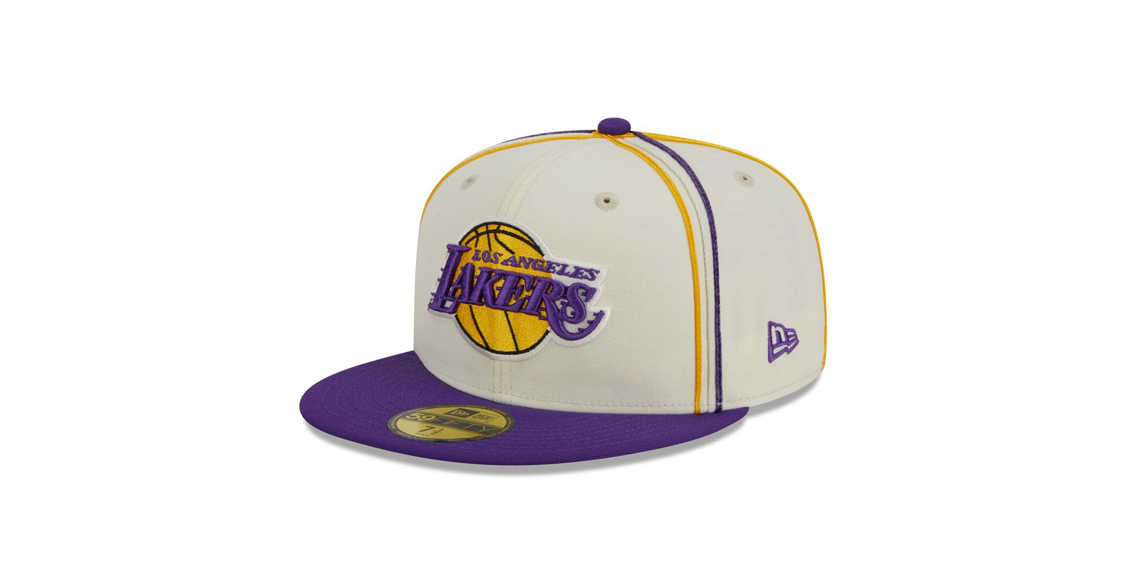 NBA Cream/Purple Los Angeles Lakers Piping 2-Tone 59FIFTY Fitted Hat