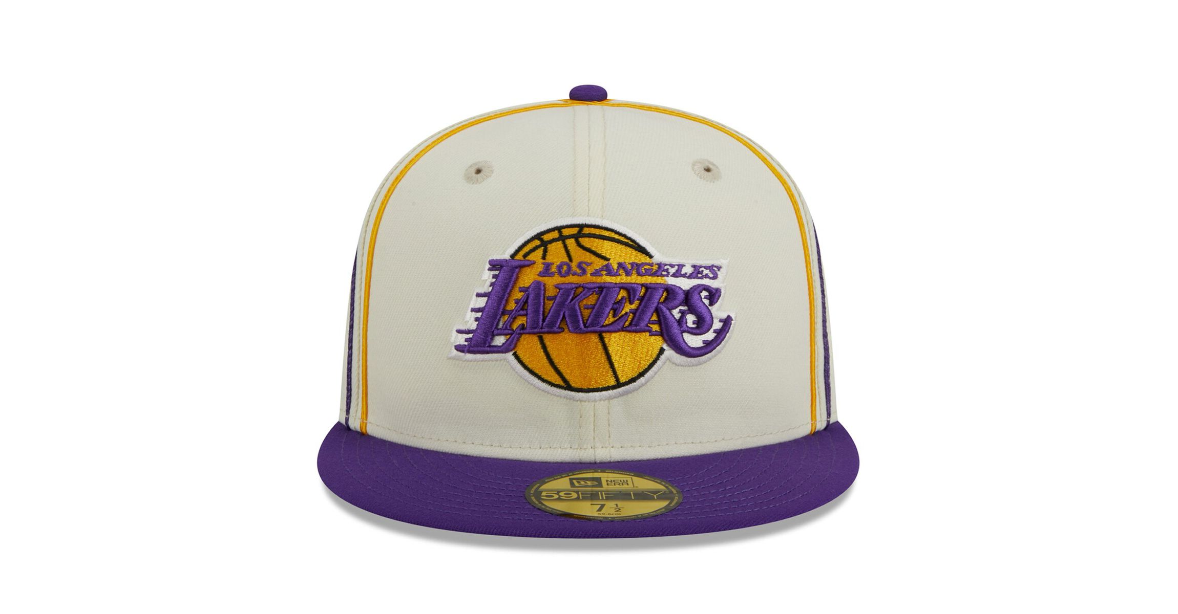 NBA Cream/Purple Los Angeles Lakers Piping 2-Tone 59FIFTY Fitted Hat