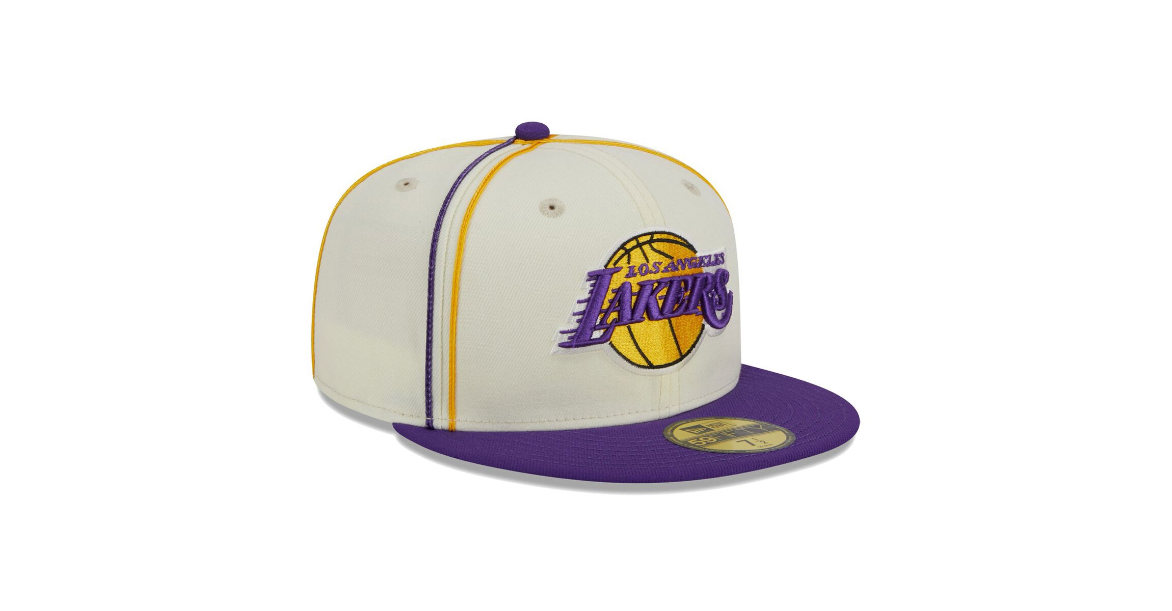 NBA Cream/Purple Los Angeles Lakers Piping 2-Tone 59FIFTY Fitted Hat