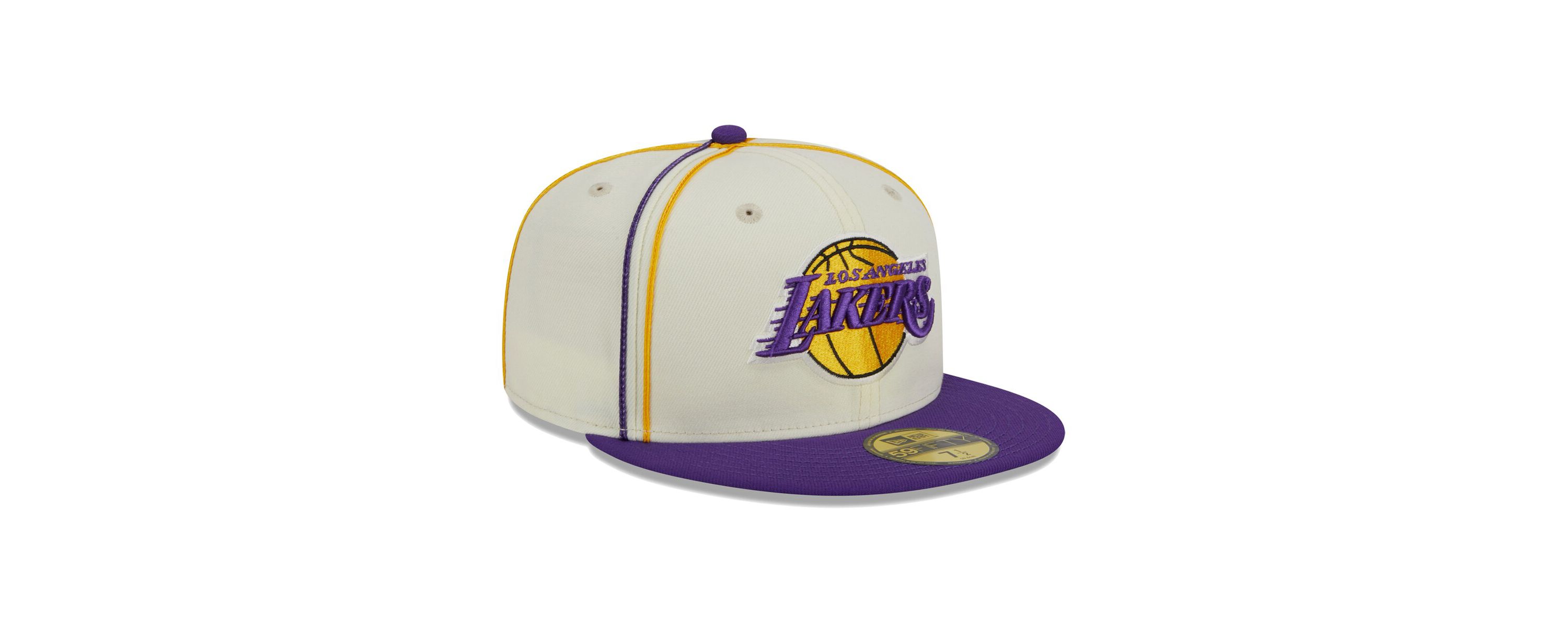 NBA Cream/Purple Los Angeles Lakers Piping 2-Tone 59FIFTY Fitted Hat