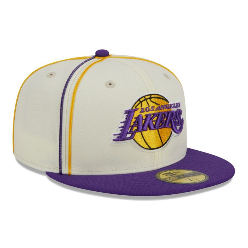 NBA Cream/Purple Los Angeles Lakers Piping 2-Tone 59FIFTY Fitted Hat