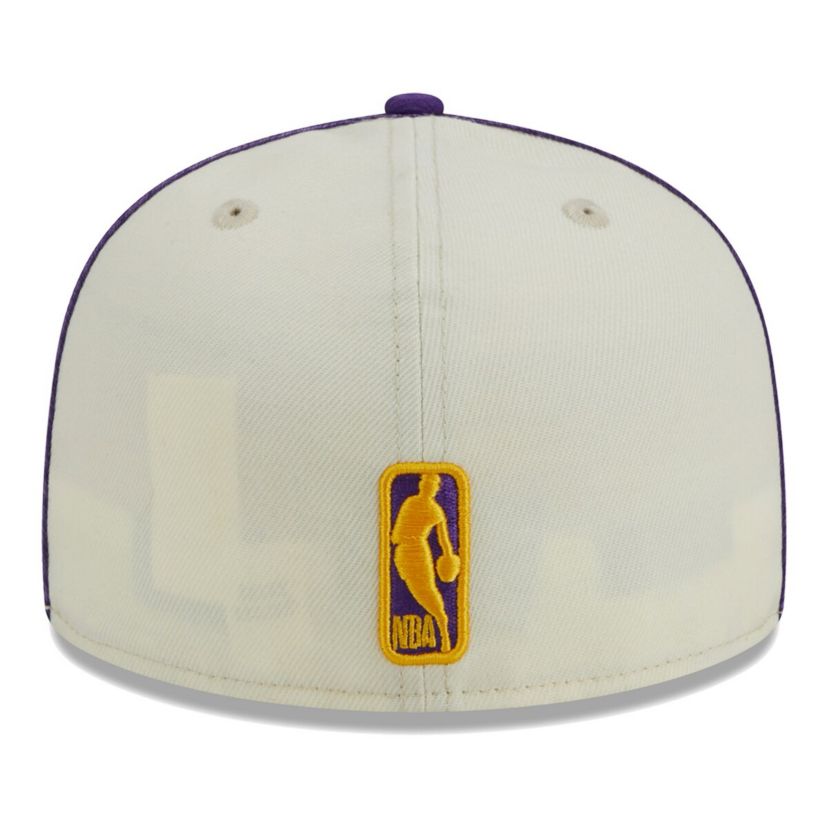 NBA Cream/Purple Los Angeles Lakers Piping 2-Tone 59FIFTY Fitted Hat