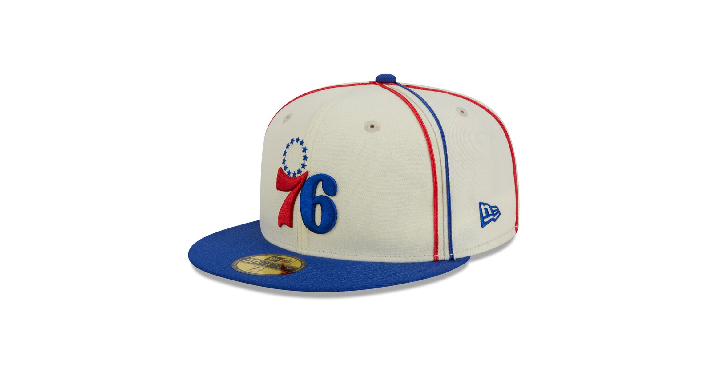 NBA Cream/Royal Philadelphia 76ers Piping 2-Tone 59FIFTY Fitted Hat