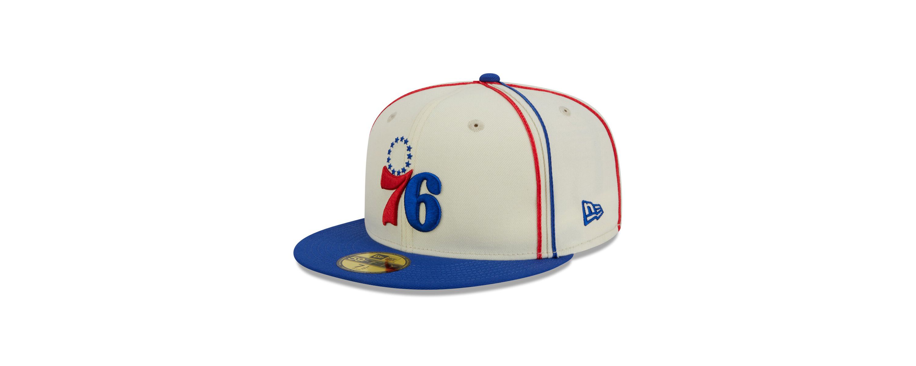 NBA Cream/Royal Philadelphia 76ers Piping 2-Tone 59FIFTY Fitted Hat