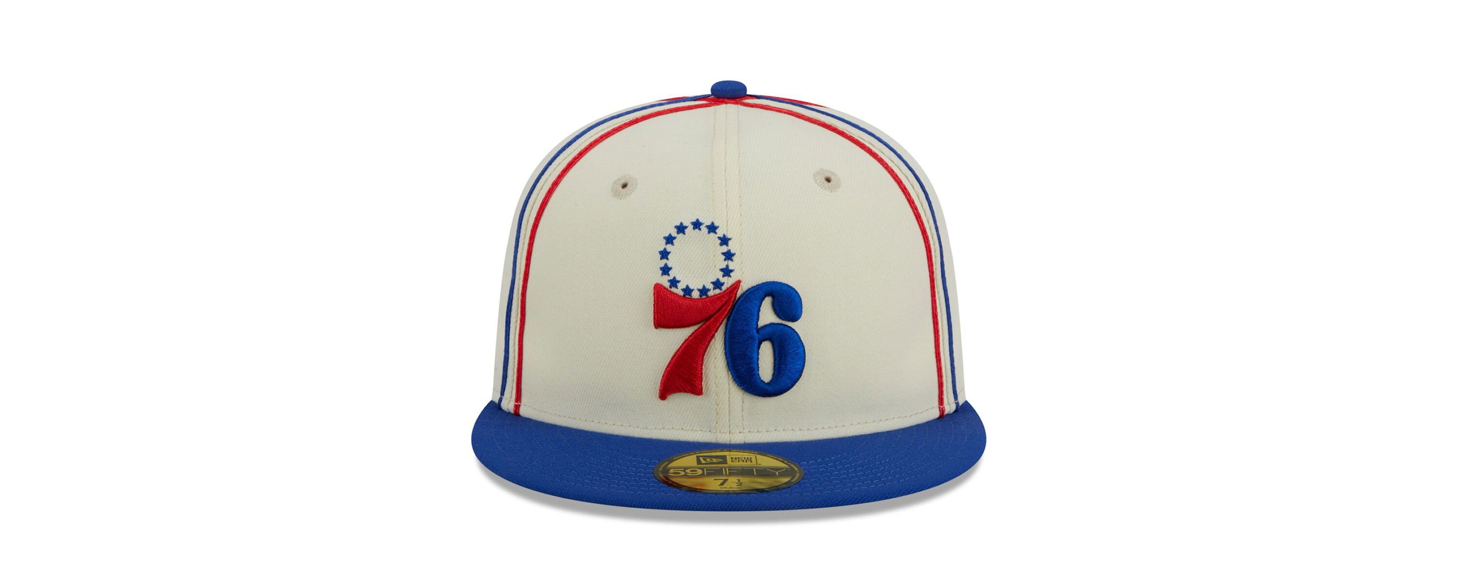 NBA Cream/Royal Philadelphia 76ers Piping 2-Tone 59FIFTY Fitted Hat