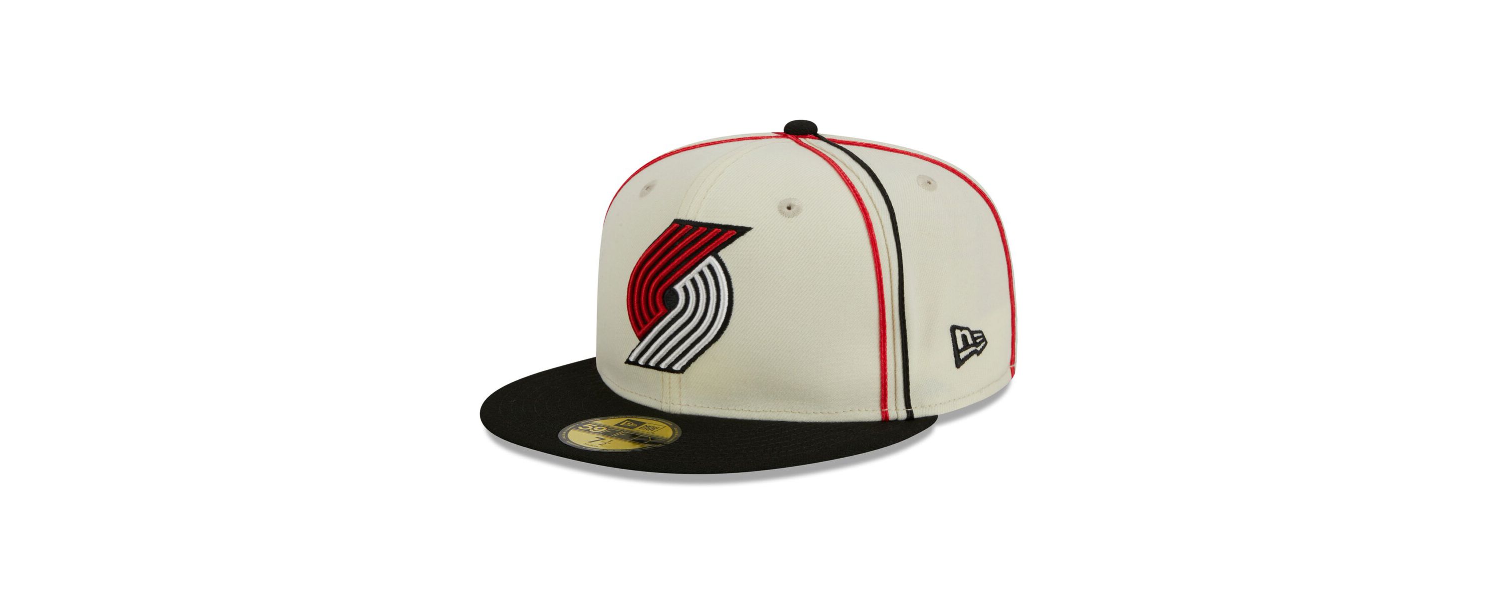 NBA Cream/Black Portland Trail Blazers Piping 2-Tone 59FIFTY Fitted Hat