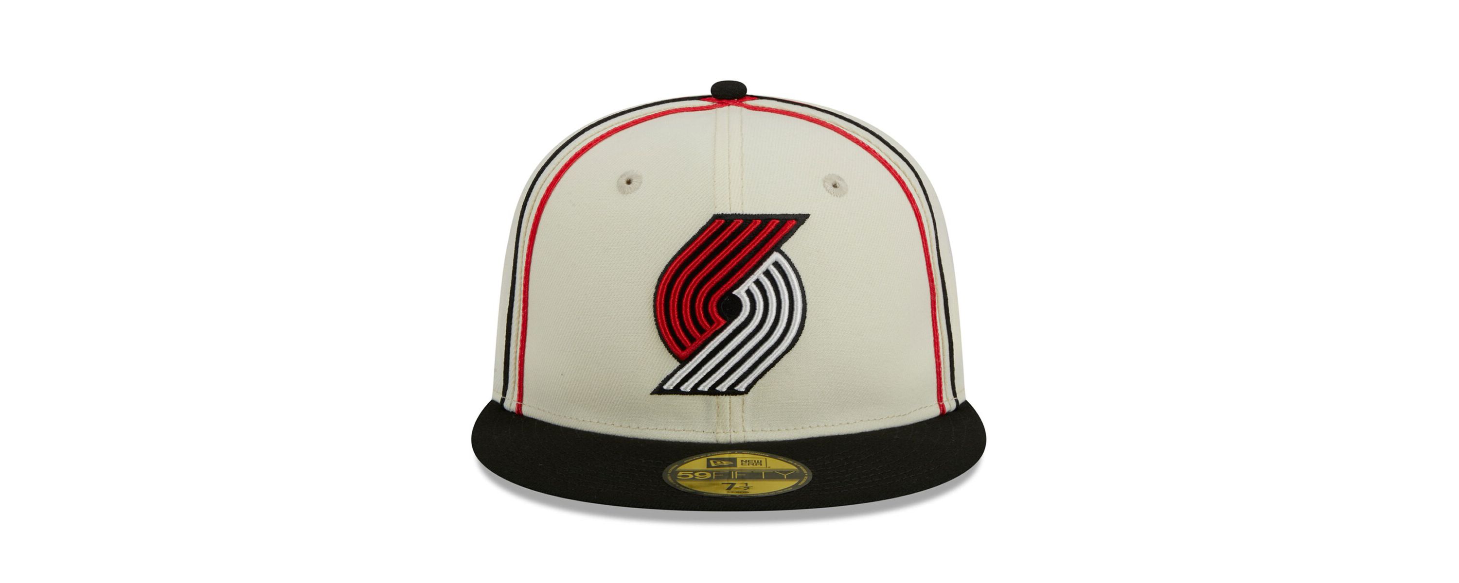 NBA Cream/Black Portland Trail Blazers Piping 2-Tone 59FIFTY Fitted Hat