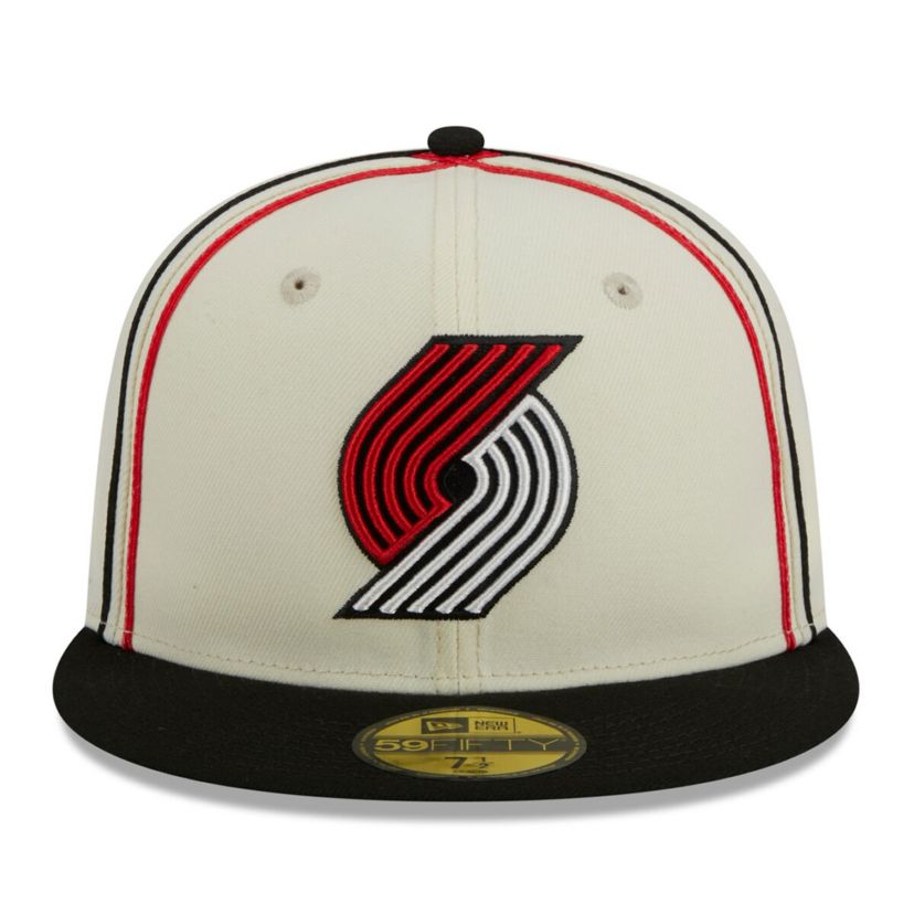 NBA Cream/Black Portland Trail Blazers Piping 2-Tone 59FIFTY Fitted Hat