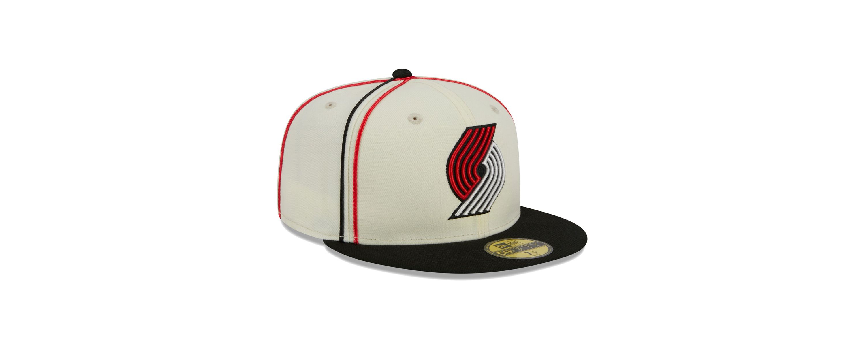 NBA Cream/Black Portland Trail Blazers Piping 2-Tone 59FIFTY Fitted Hat