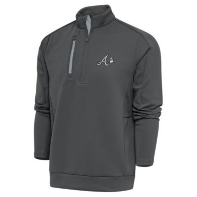 Antigua Men's MLB Atlanta Braves Metallic Generation Quarter-Zip Pullover Top, Gray, Medium