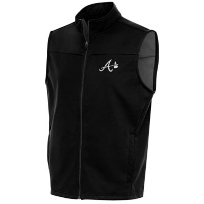 Antigua Men's MLB Atlanta Braves Metallic Links Full-Zip Golf Vest, Black, Medium -  0197652436612