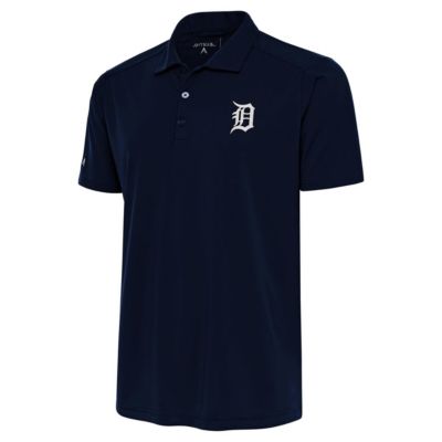 Antigua Men's MLB Detroit Tigers Metallic Tribute Polo, Navy Blue, 4XL