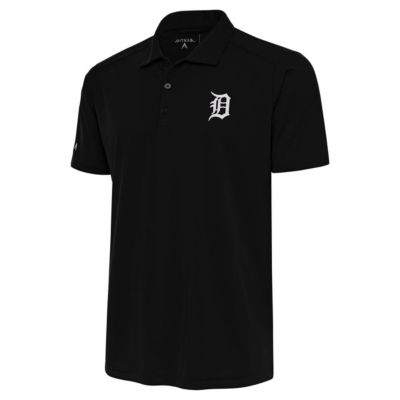 Antigua Men's MLB Detroit Tigers Metallic Tribute Polo, Black, 3XL