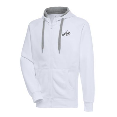 Antigua Men's MLB Atlanta Braves Metallic Victory Full-Zip Hoodie, White, X-Large -  0197652433659