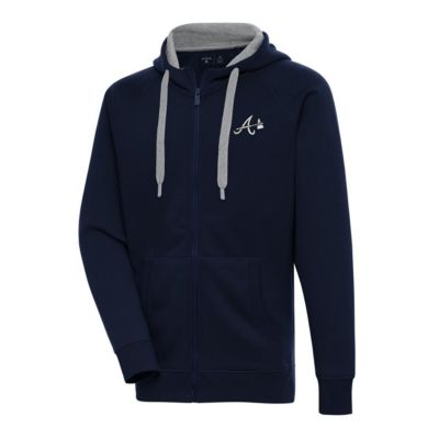 Antigua Men's MLB Atlanta Braves Metallic Victory Full-Zip Hoodie, Navy Blue, Medium -  0197652433710