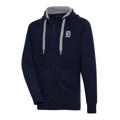Antigua Men's MLB Detroit Tigers Metallic Victory Full-Zip Hoodie, Navy Blue, 5XL