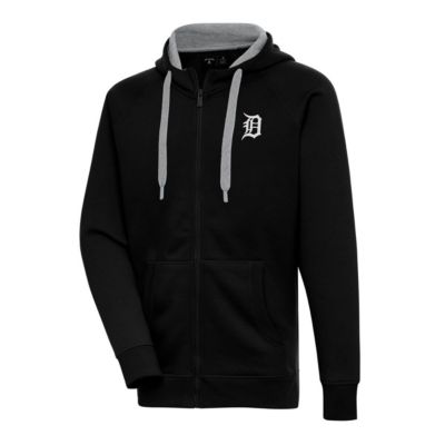 Antigua Men's MLB Detroit Tigers Metallic Victory Full-Zip Hoodie, Black, 4XL