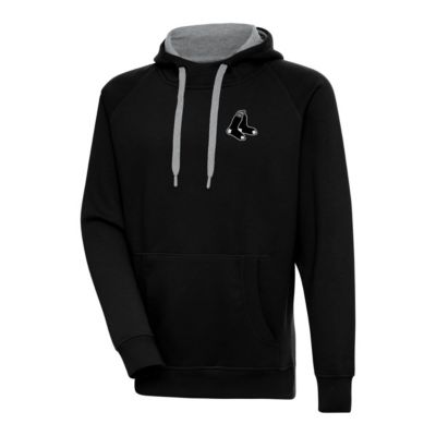 Antigua Men's Boston Red Sox MLB Boston Sox Metallic Victory Pullover Hoodie, Black, 5XL