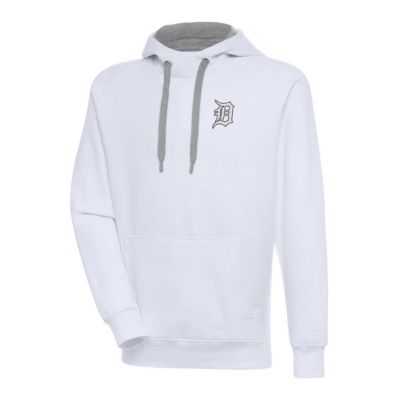 Antigua Men's MLB Detroit Tigers Metallic Victory Pullover Hoodie, White, 2XL