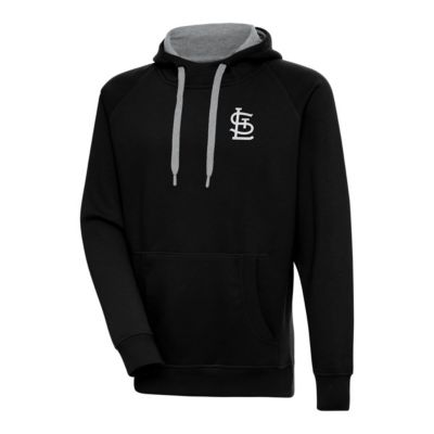 Antigua Men's MLB St. Louis Cardinals Metallic Victory Pullover Hoodie, Black, 5XL
