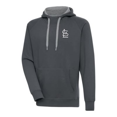 Antigua Men's MLB St. Louis Cardinals Metallic Victory Pullover Hoodie, Grey, 2XL