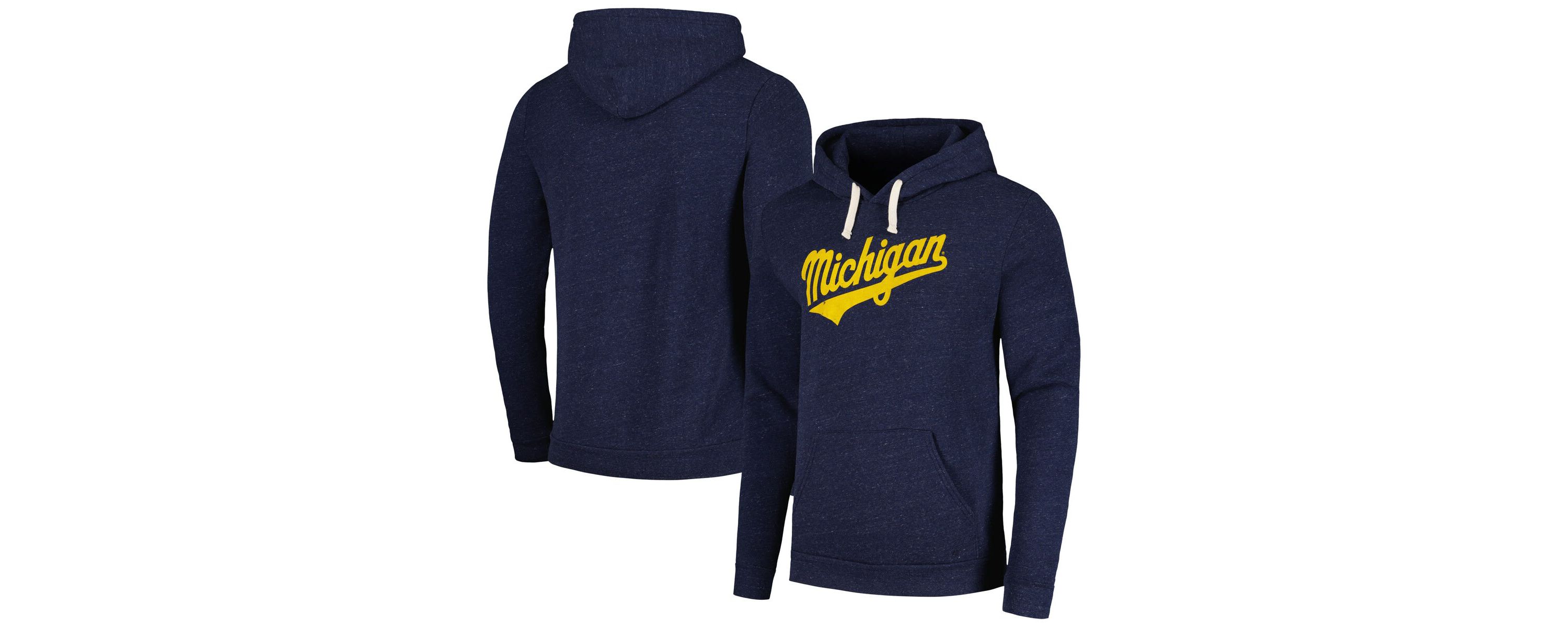 NCAA Michigan Wolverines Baseball Script Tri-Blend Pullover Hoodie