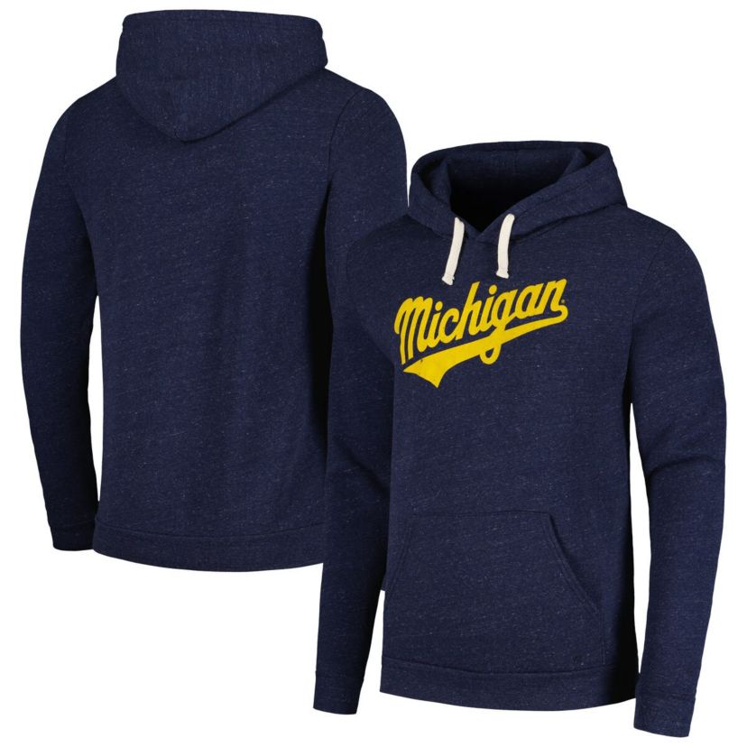 NCAA Michigan Wolverines Baseball Script Tri-Blend Pullover Hoodie