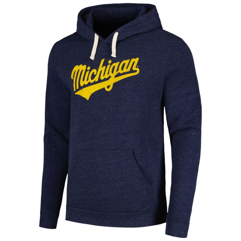 NCAA Michigan Wolverines Baseball Script Tri-Blend Pullover Hoodie
