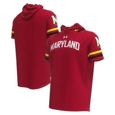 Men's NCAA Under Armour Maryland Terrapins Shooter Raglan Hoodie T-Shirt, Red, Large -  0197418994837