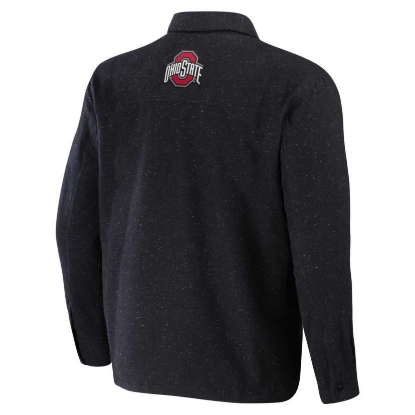 NCAA Heather Ohio State Buckeyes Sherpa-Lined Full-Snap Shacket