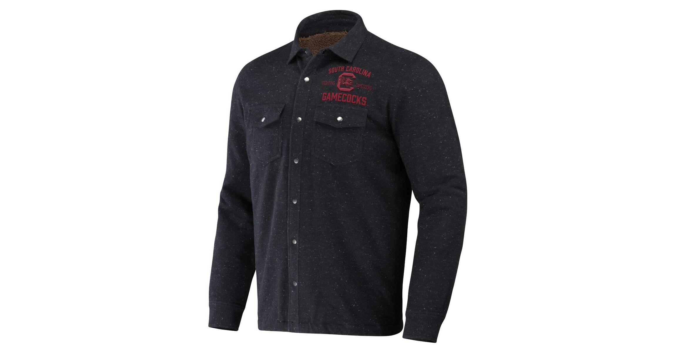 NCAA Heather South Carolina Gamecocks Sherpa-Lined Full-Snap Shacket