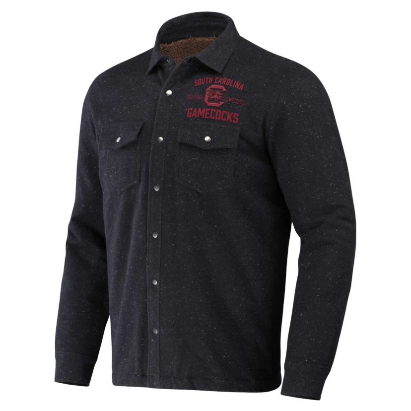 NCAA Heather South Carolina Gamecocks Sherpa-Lined Full-Snap Shacket