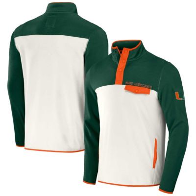 Darius Rucker Collection by Fanatics Men's Miami (FL) Hurricanes NCAA Forest Miami Hurricanes Micro Fleece Half-Snap Jacket, Green, X-Large -  0197185770429