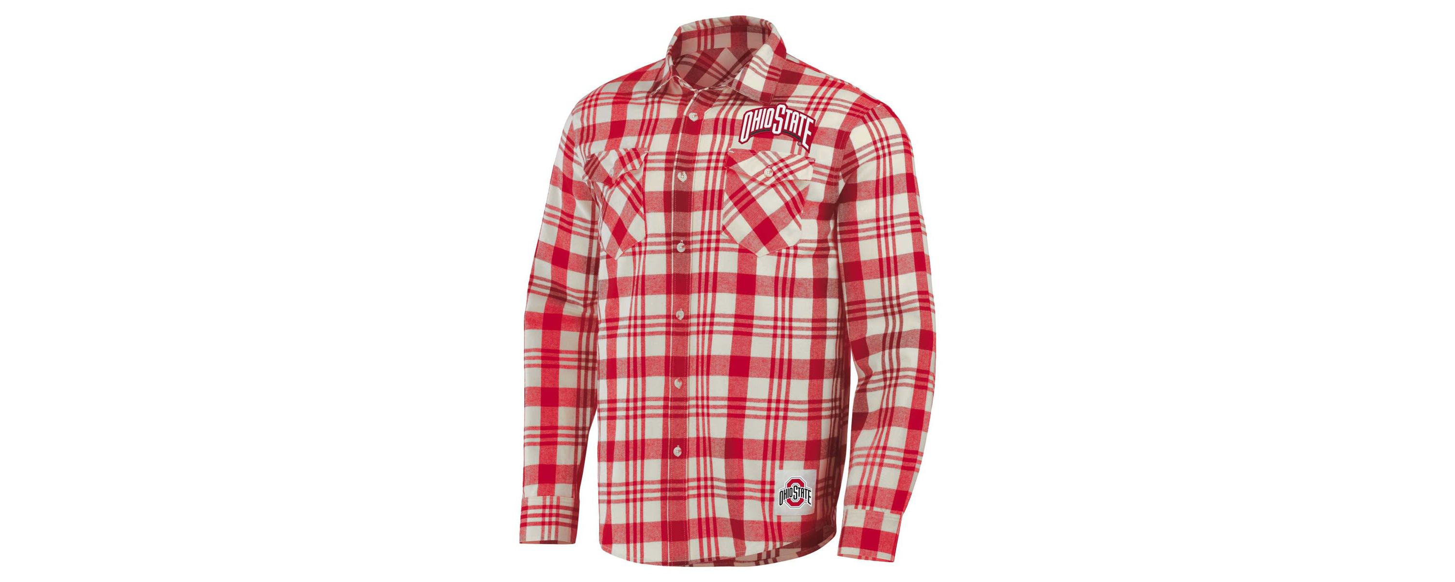 NCAA Ohio State Buckeyes Plaid Flannel Long Sleeve Button-Up Shirt