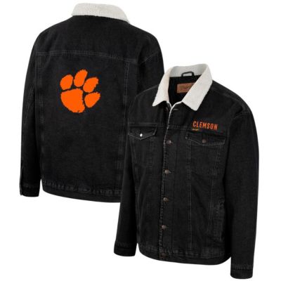 Colosseum x Wrangler Men's NCAA x Wrangler Clemson Tigers Western Button-Up Jacket, Grey, Large