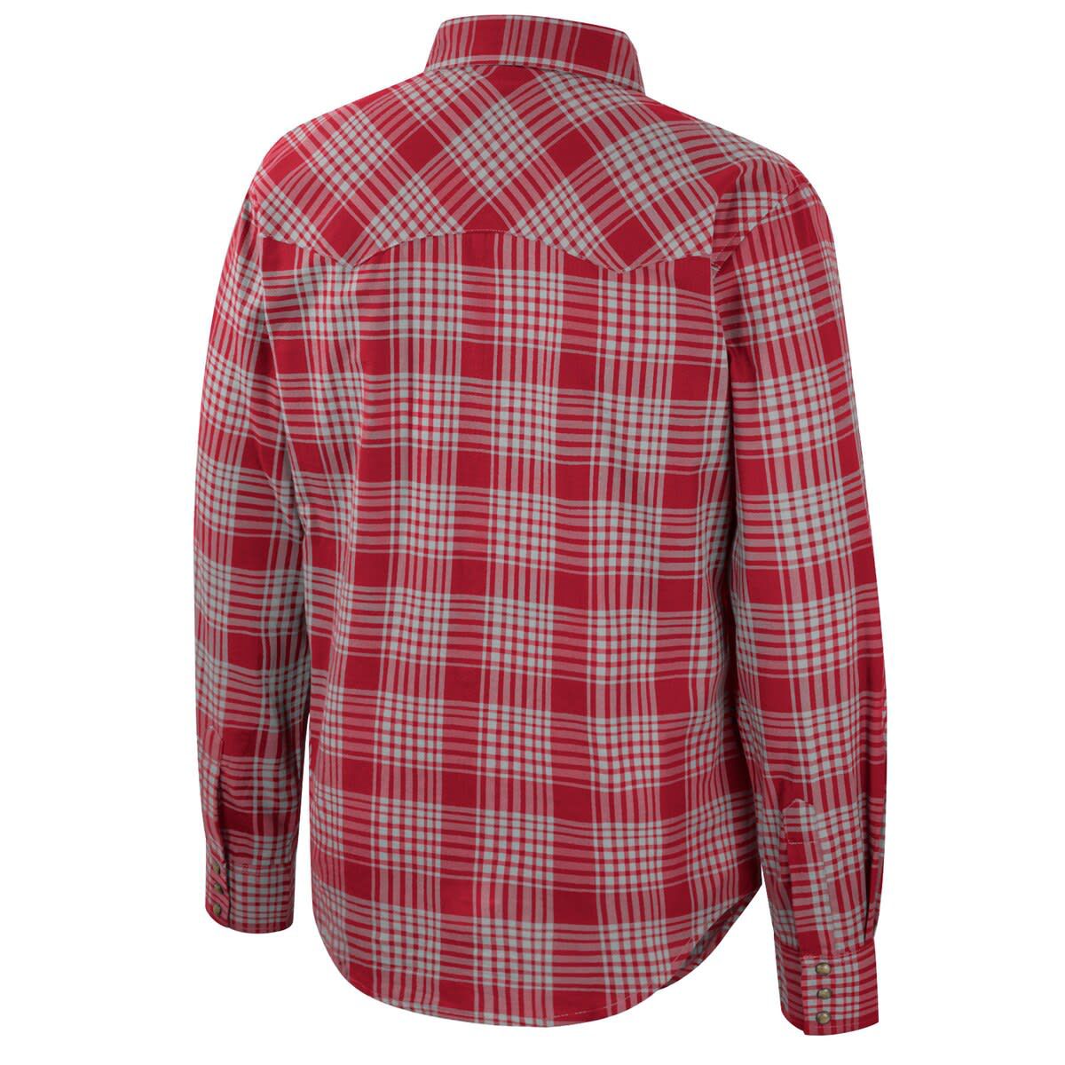 NCAA x Wrangler Oklahoma Sooners Plaid Western Long Sleeve Full-Snap Shirt