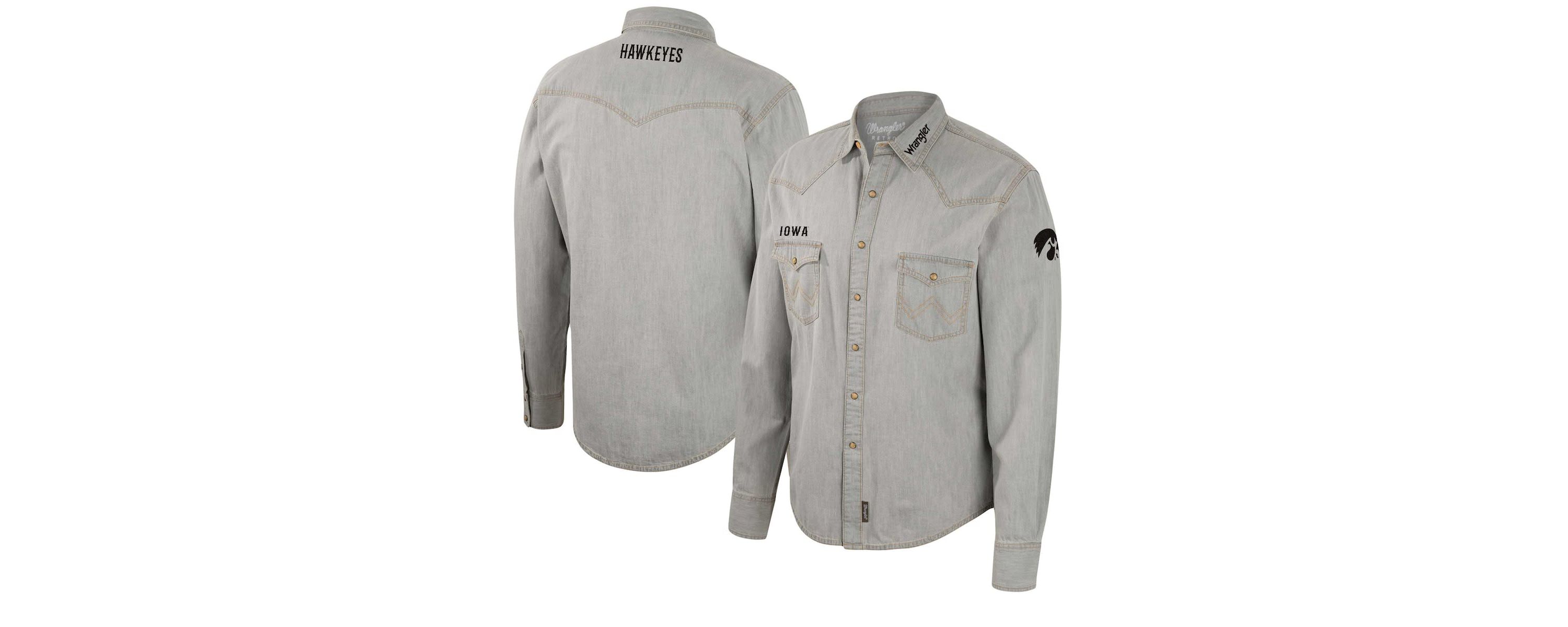 NCAA x Wrangler Iowa Hawkeyes Cowboy Cut Western Full-Snap Long Sleeve Shirt