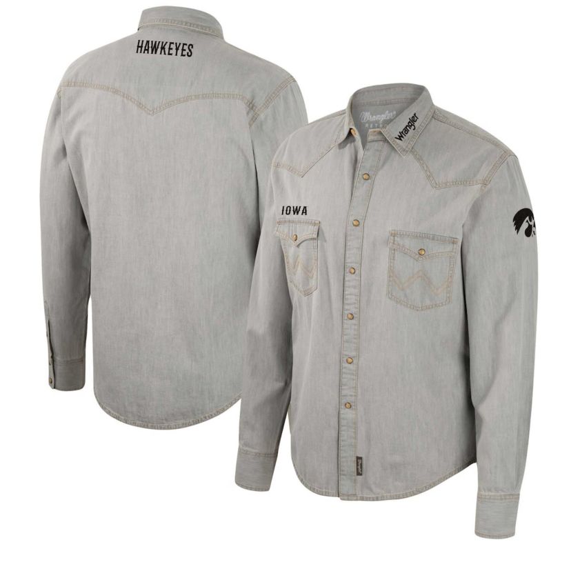 NCAA x Wrangler Iowa Hawkeyes Cowboy Cut Western Full-Snap Long Sleeve Shirt